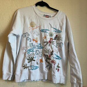 Johnny Was Florida Embroidered Raglan Sweatshirt White Medium